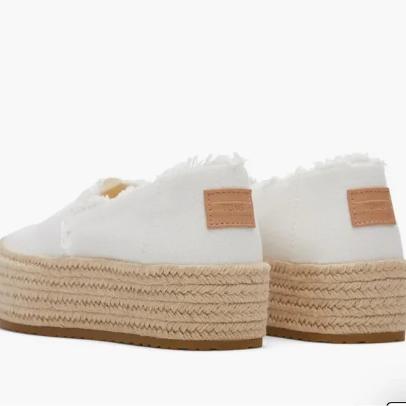 Toms White Espadrille Platform Slip-Ons with Jute Sole - Picture 2 of 8